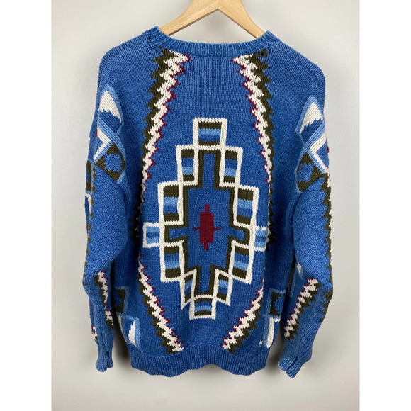 Ruff Hewn Vintage Knit Sweater Crewneck Tribal Blanket Pattern - L - Picture 13 of 15